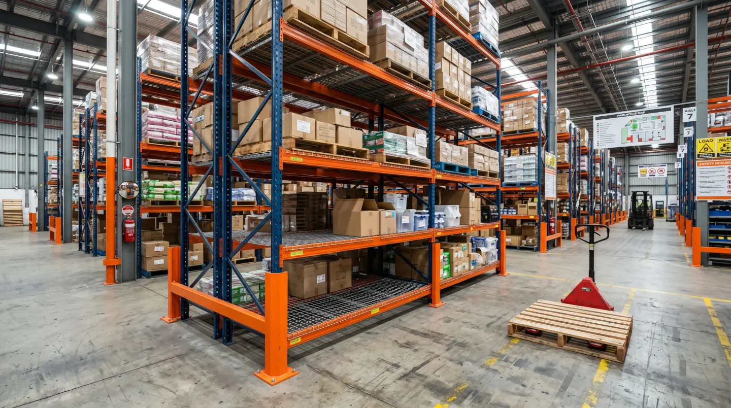 Material handling equipment and warehouse accessories in a Dulles corridor warehouse